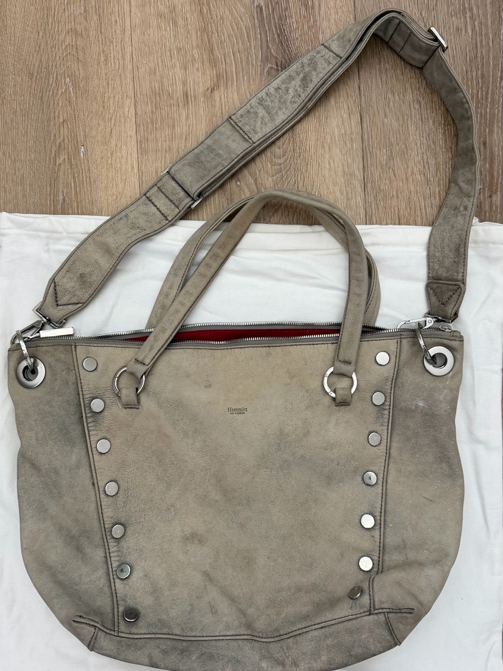 Hammitt Suede Studded Large Tote Bag in Taupe - Women's Shoulder Bag
